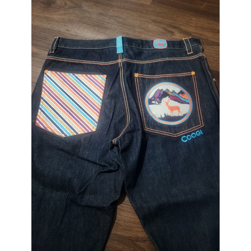 coogi art denim jeans mens 42 cropped embrodered back pocket‎ y2k streetwear